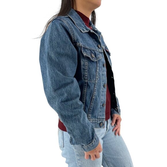 Vintage Levi's Denim Jean Trucker Jacket Womens Size XS Made in Great Britain - Picture 2 of 11